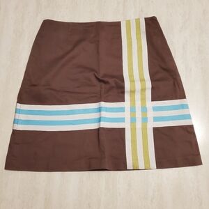Island Republic Mini Skirt Womens size 6 90s Brown Cotton Ribbon Trim‎